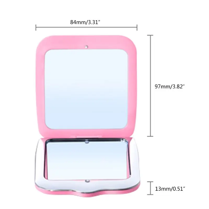 Светодиодное мини зеркало для макияжа 2X увеличительное ручное складывание