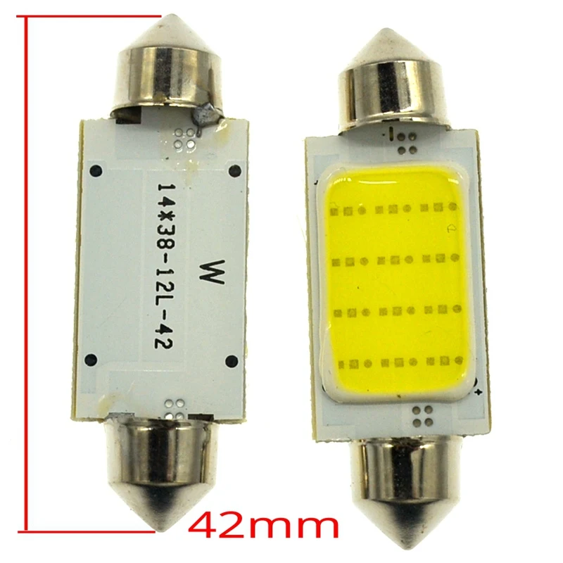 White 42mm Белый 12 Led купол с фестонами светильник Cob C5W C10W лампы 31 мм 36 мм 39 мм 42 мм Автомобильные светодиодные лампы для чтения светильник номерного знака двери резервного копирования лампа - Испускаемый цвет: White 42mm