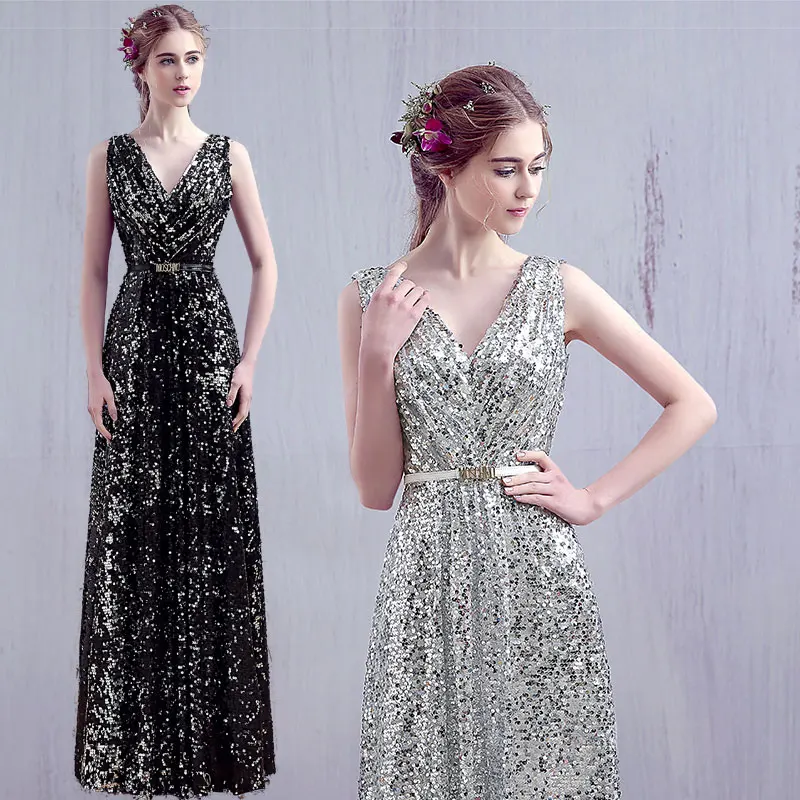 SSYFashion роскошное вечернее платье невесты вечерние Длинные блестками тонкий
