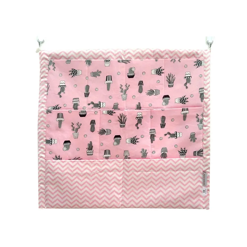 pink cactus 52*56 см муслиновая кровать подвесная сумка для хранения детская кроватка кровать детская хлопковая кроватка Органайзер игрушка подгузник карман для кроватки постельный комплект - Цвет: pink cactus