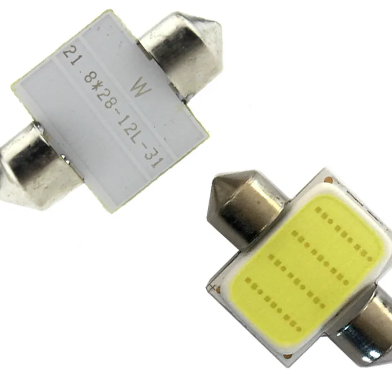 10pcs car buld 12V sigal lamp super bright cob reading interior light decoration Festoon 31mm 36mm Socket auto white lamparas | Автомобили