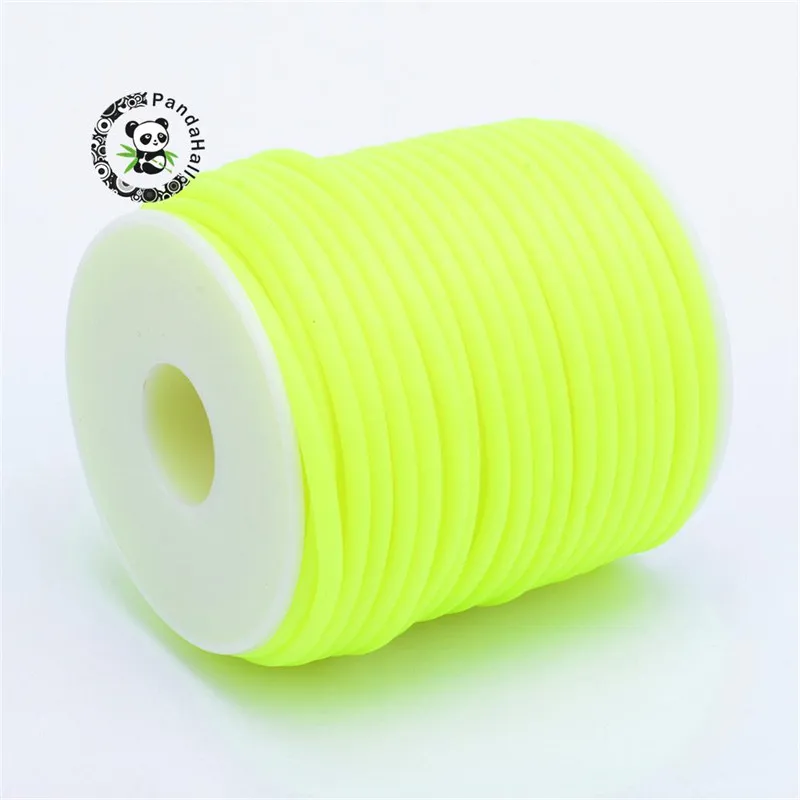 GreenYellow Pandahall, 2 мм, 3 мм, 4 мм, полый трубчатый резиновый шнур с отверстием 1 мм/1,5 мм/2 мм, цельный резиновый трубчатый шнур с пластиковой катушкой F80 - Цвет: GreenYellow