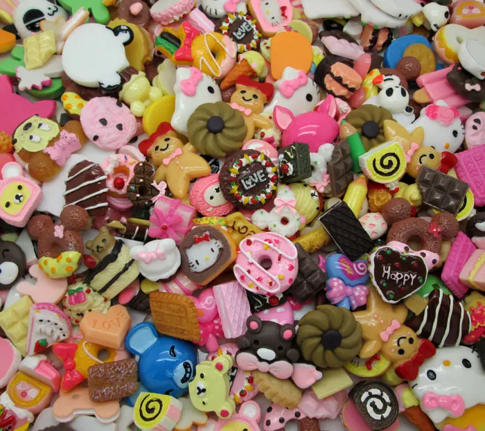 

100Pcs Mixed Cake Cookies Resin Decoration Crafts Flatback Cabochon Scrapbooking Fit Phone Embellishments Beads Diy Accessories