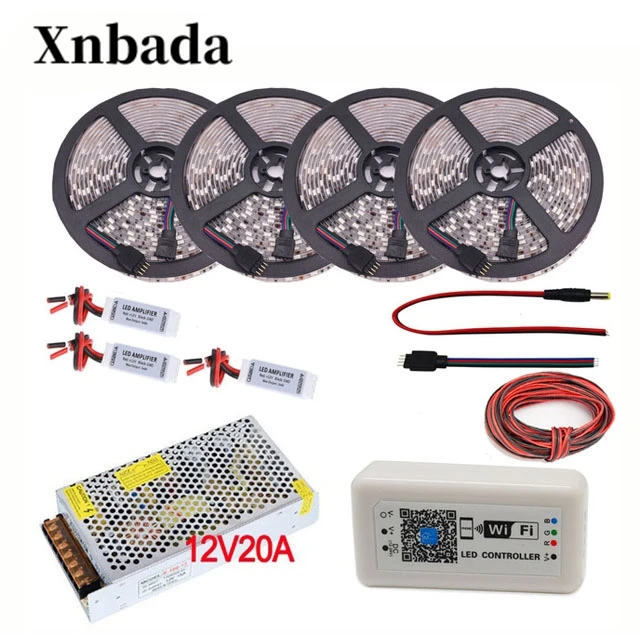 5 м 20 светодиодный гибкий свет DC12V 5050 SMD RGB набор светодиодных лент 60led/M + WIFI 373