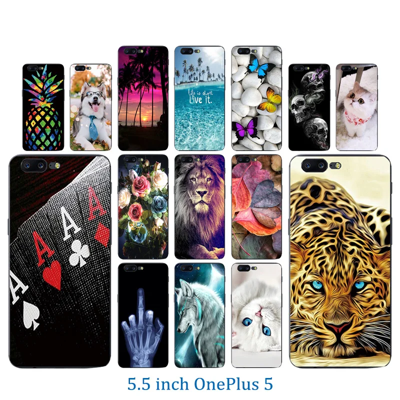Чехол для Oneplus 5 мягкие силиконовые чехлы телефонов &quot One Plus чехол с узором Marb 1 + Five