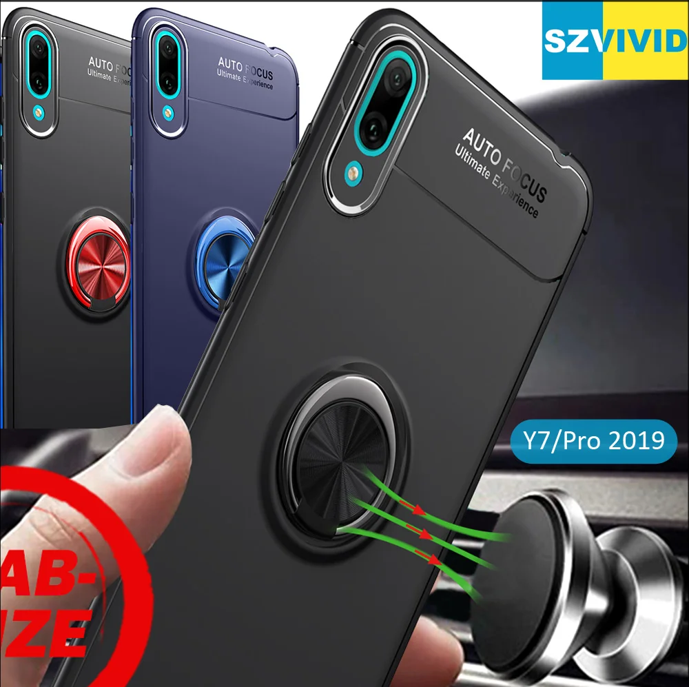 Автомобильный Магнитный чехол для Huawei Y7 2019 Pro Prime кольцо держатель пальца крышка