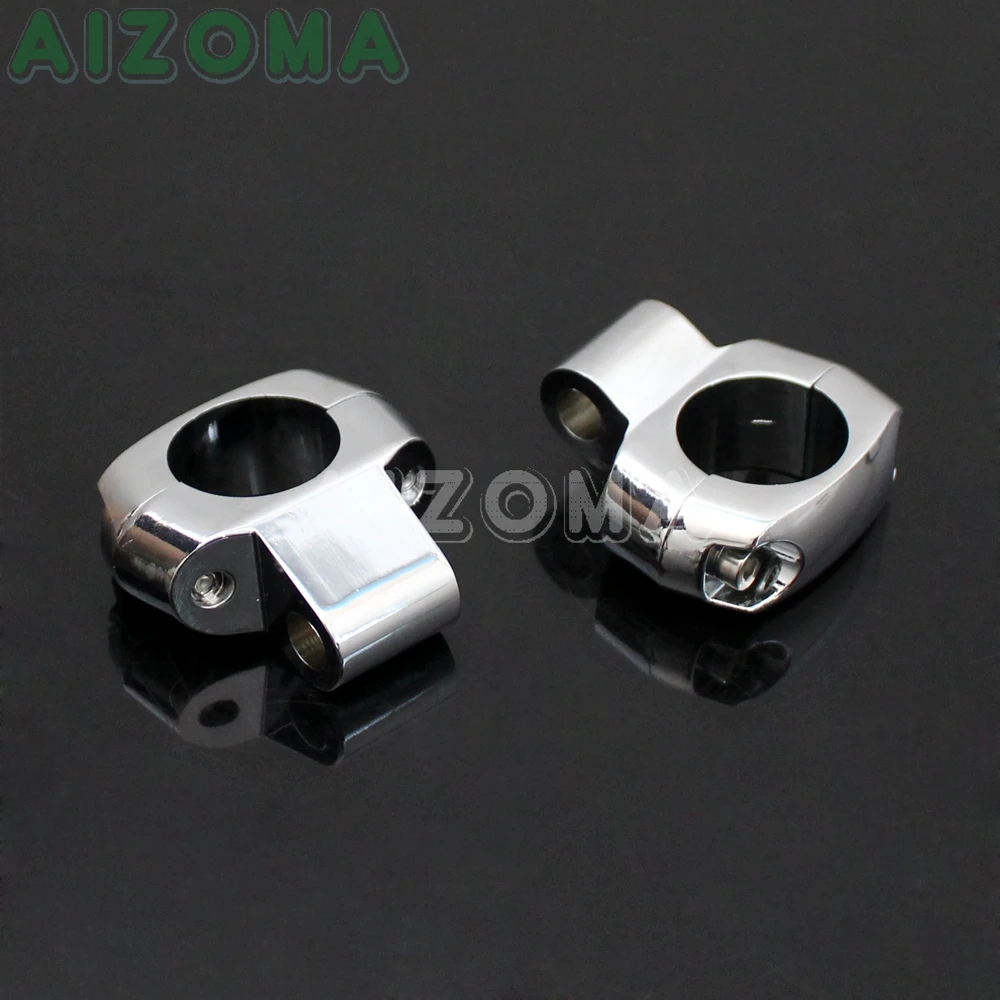 2x Chrome Universal 1&quot 25mm Bar Mirror Mount Holder Clamps for Harley Yamaha Honda Suzuki 1 inch Drink Brackets | Автомобили и