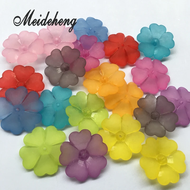 Акриловые красочные милые пять листьев цветок бусины для изготовления ювелирных
