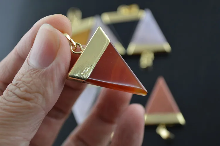 10 шт. треугольной формы натуральные полудрагоценные каменные подвески ожерелья