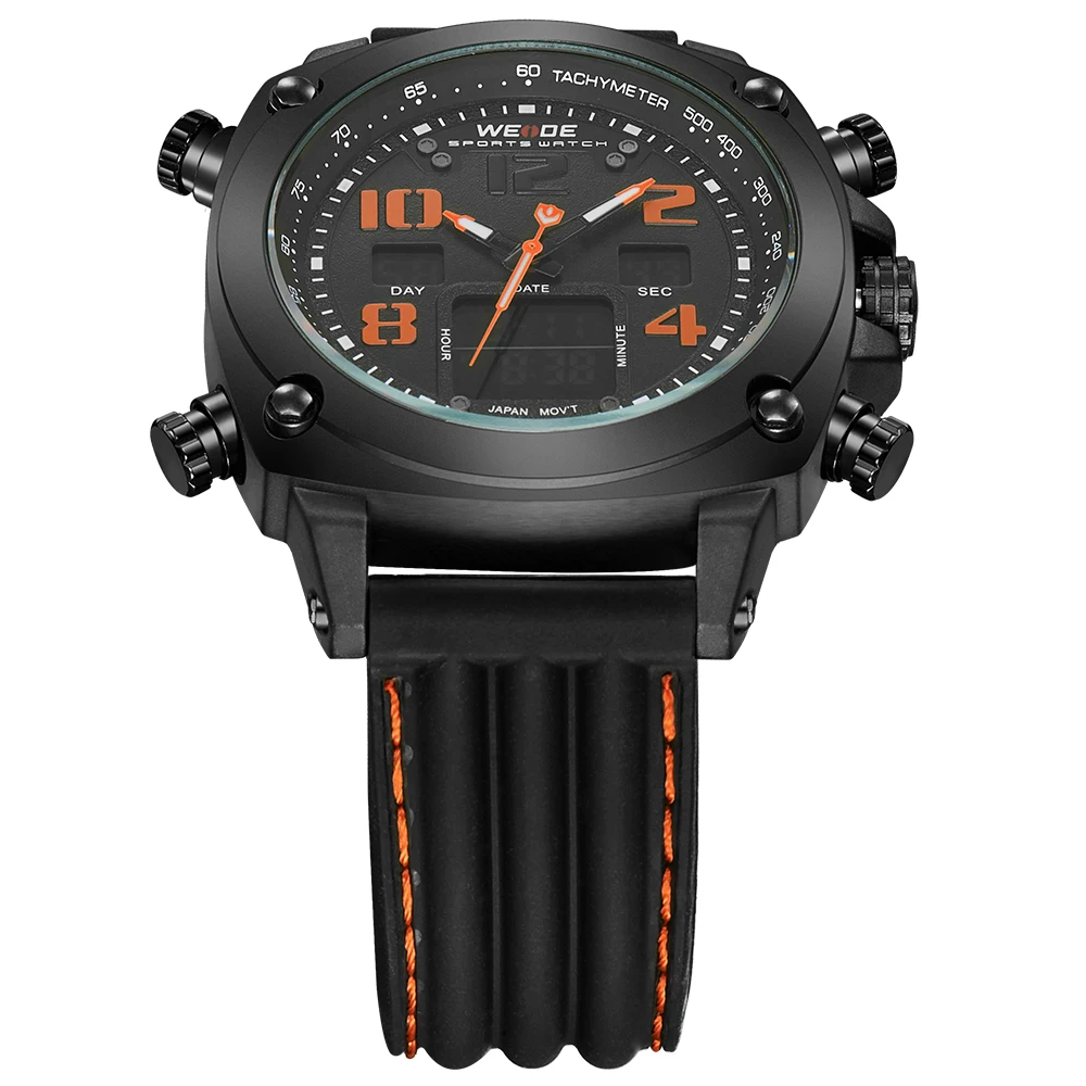 WEIDE Элитный бренд Для мужчин Спортивные часы кварцевые Светодиодные Военная Униформа Открытый Повседневное