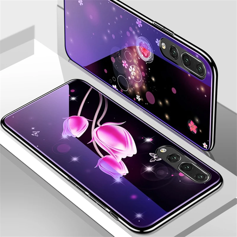 Nobility Tempered Glass Case for Huawei P20 Pro Nova 3E Lovely Plating Blue Light 12H Nova3E Cover |