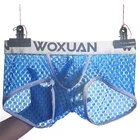 Трусы-боксеры WOXUAN мужские, прозрачные, сетчатые, трусы с выпуклостью
