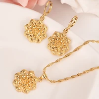 dubai india ethiopian set jewelry necklace pendant earring jewelry habesha girl gold flower african bridal sets best gift women