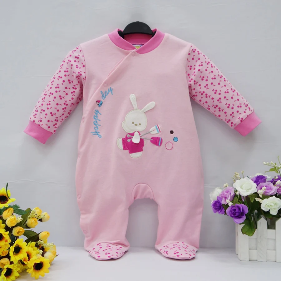 2021 Little Q pure cotton newborn spring autumn clothes one piece footies baby boy infant underwear four color clothing |
