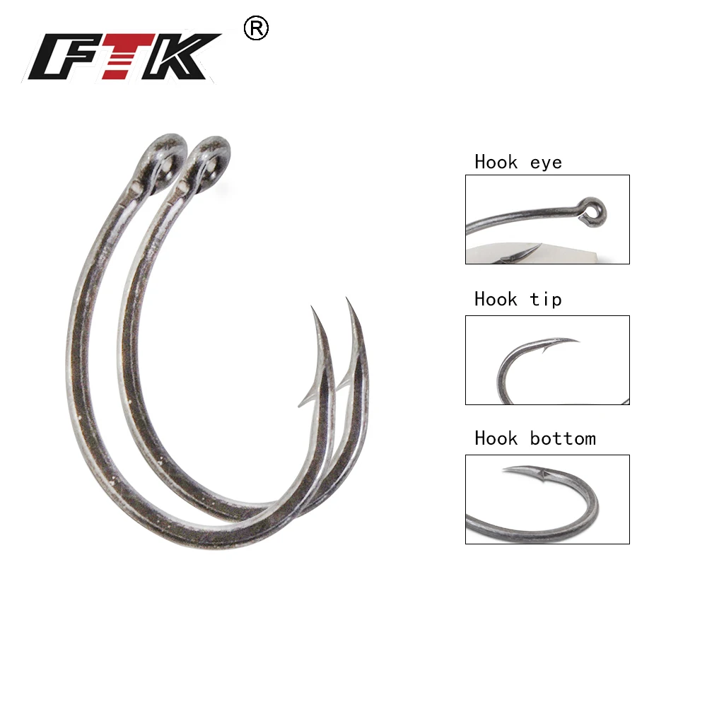 FTK Barbed Hook Size2#/6Pcs Size 4#/7Pcs Size6#/6Pcs Size8#/9Pcs Super Needle Point and hook eye Carp Hooks Fishing Tackle | Спорт и