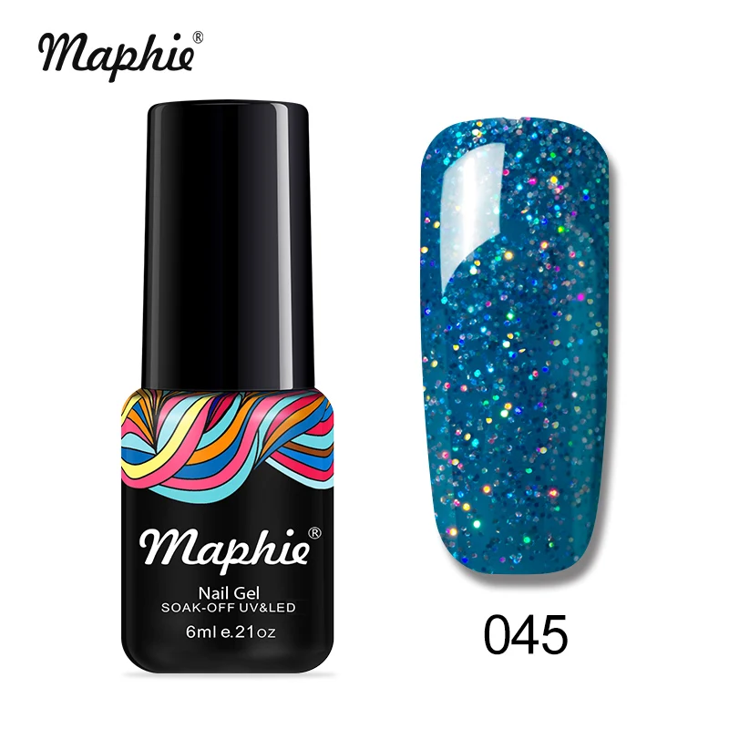 045 Maphie УФ-гель для ногтей Блестящий Блеск светодиодный гель лак для ногтей Полупостоянный светодиодный гель нужна Светодиодная лампа УФ лак для ногтей 6 мл Красная эмаль - Цвет: 045