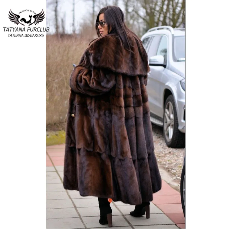 120cm Long Natural Mink Fur Coats Women Fashion Outwear Whole Skin Real Mink Fur Coat Luxury Woman Winter 2022 New Fur Overcoats