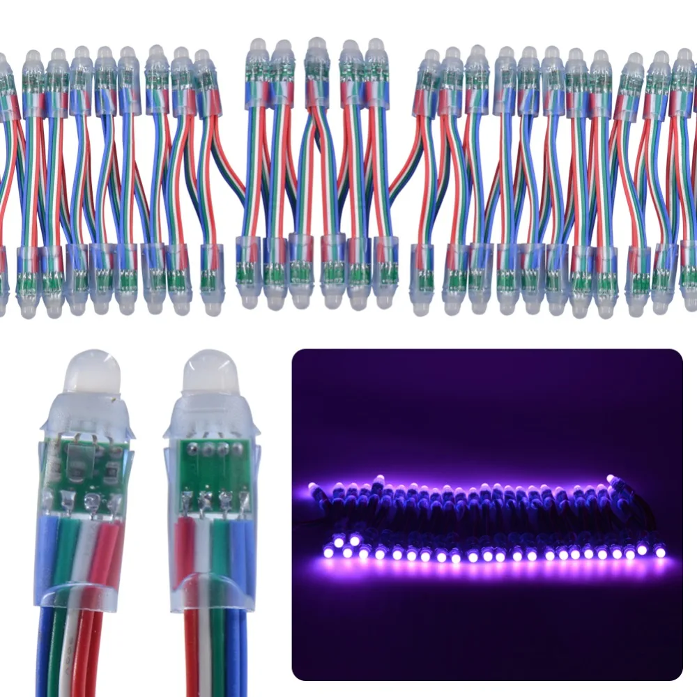 50 шт. DC 5 В/12 В 12 мм F8 RGB светодиодный пиксельный модуль освещения IP68