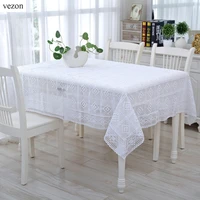 vezon new white delicate cotton crocheted tablecloth elegant beige crochet table cloth overlays home decor towel textiles
