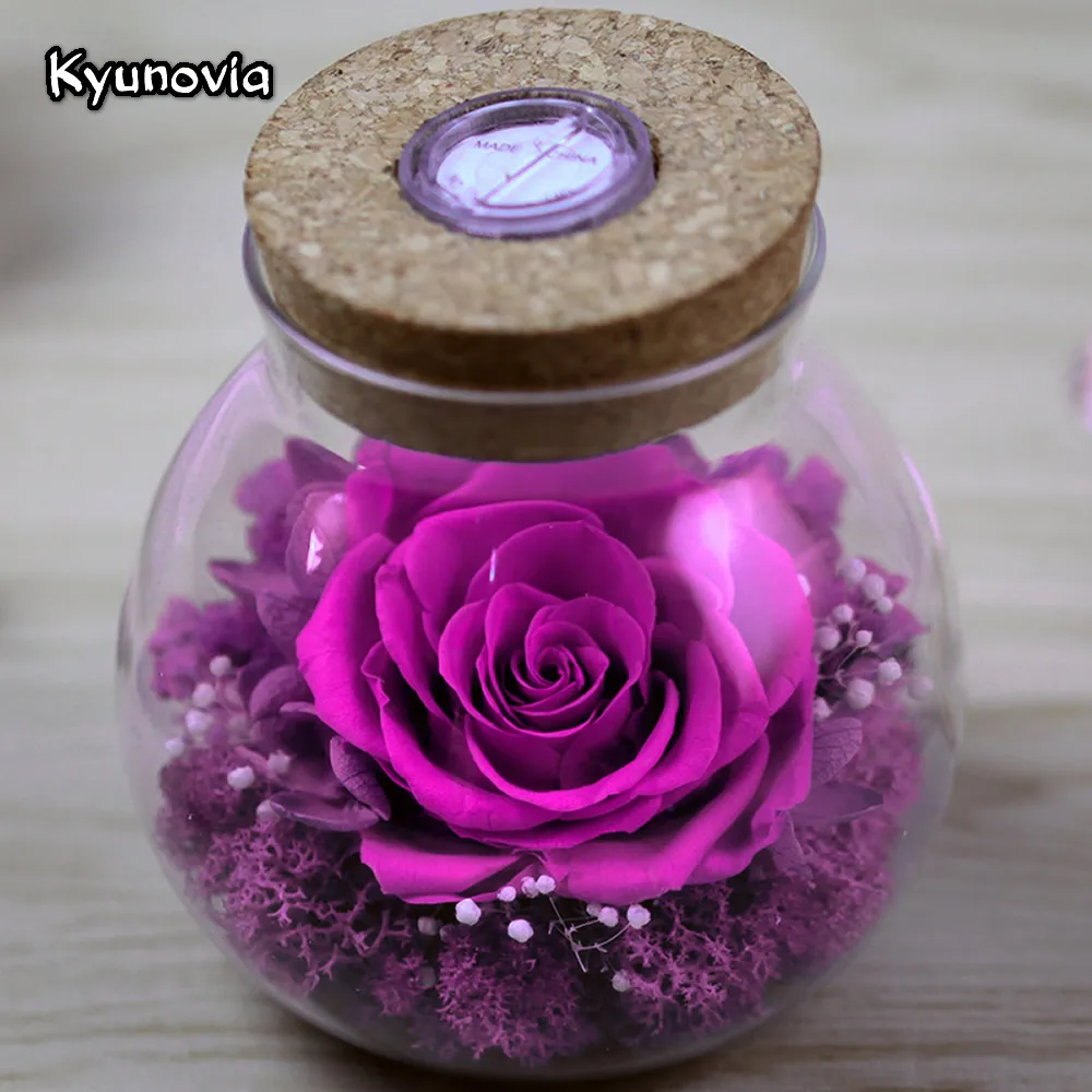 Стеклянная крышка для Дня Святого Валентина Kyunovia свежая роза ночное освещение