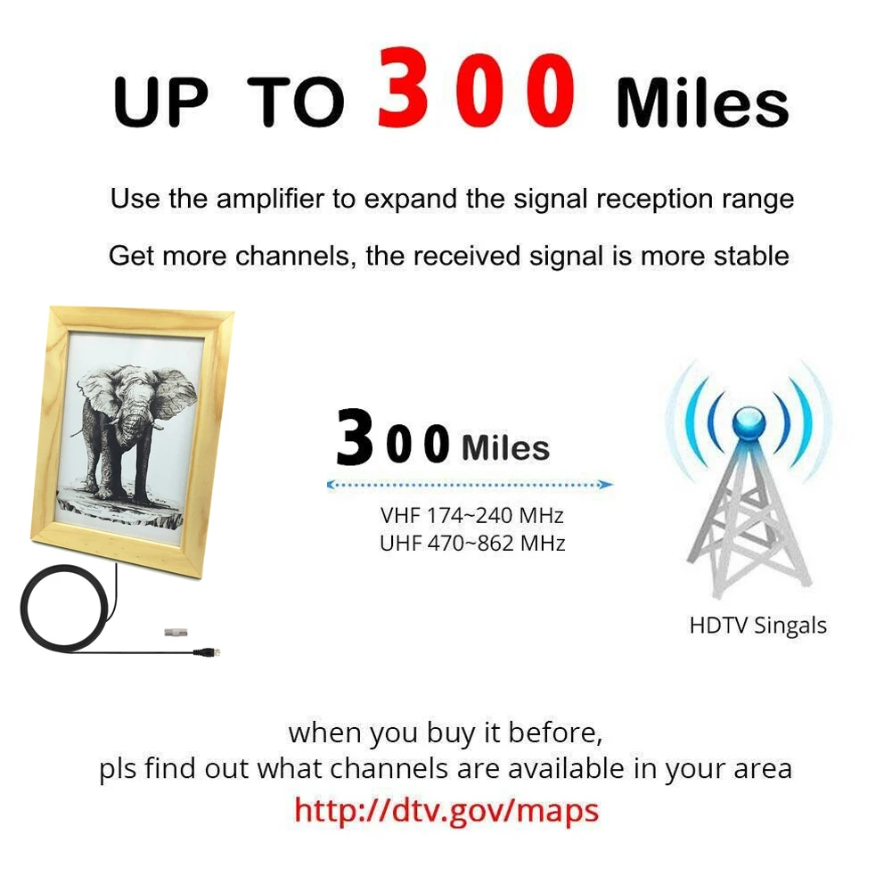 300 миля диапазонная антенна ТВ цифровой HD Skywire 4 K Antena Внутренний HDTV 1080 p с