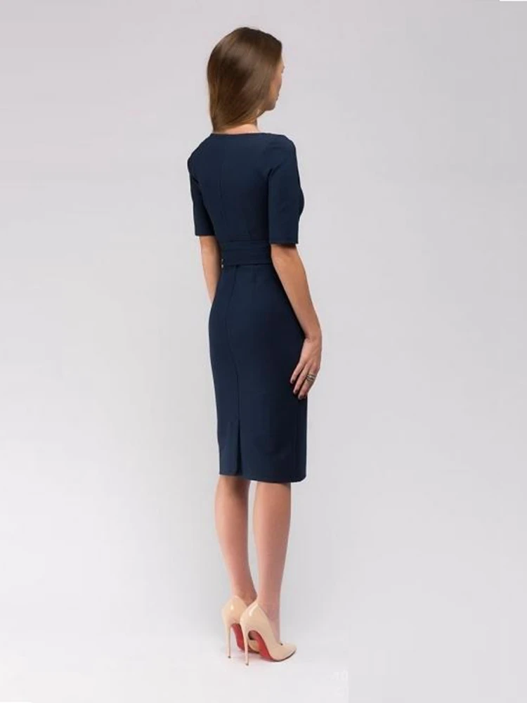 Для женщин с v-образным вырезом узкие рукава до локтя платье 2019 элегантное на