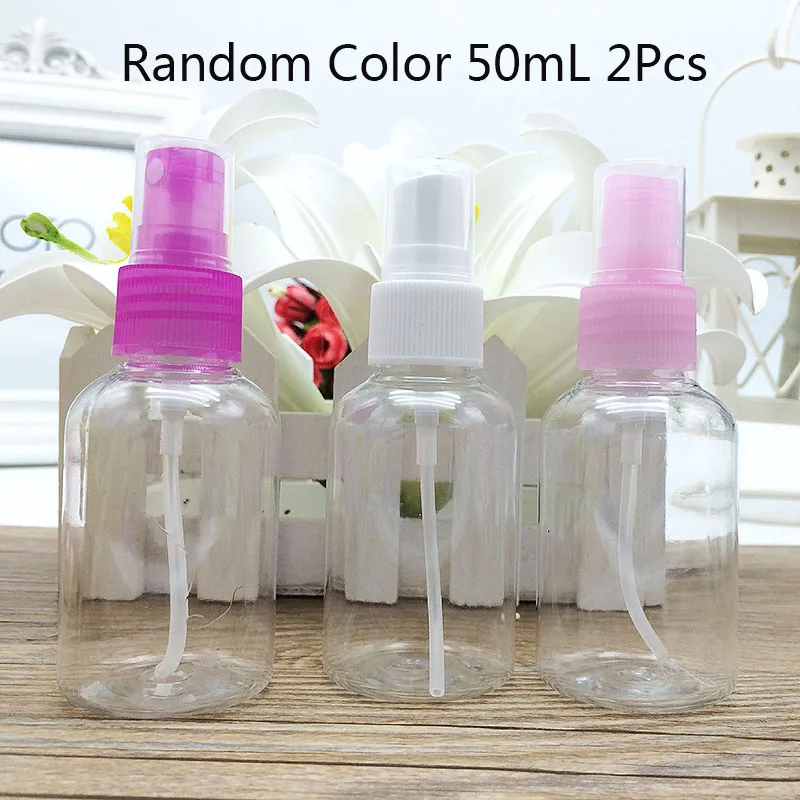 Random color 2PCS Fashion Plasic Empty bottle Travel Makeup Spray Bottle cream box Portable cosmetics beauty travel set - Color: Random color 2PCS