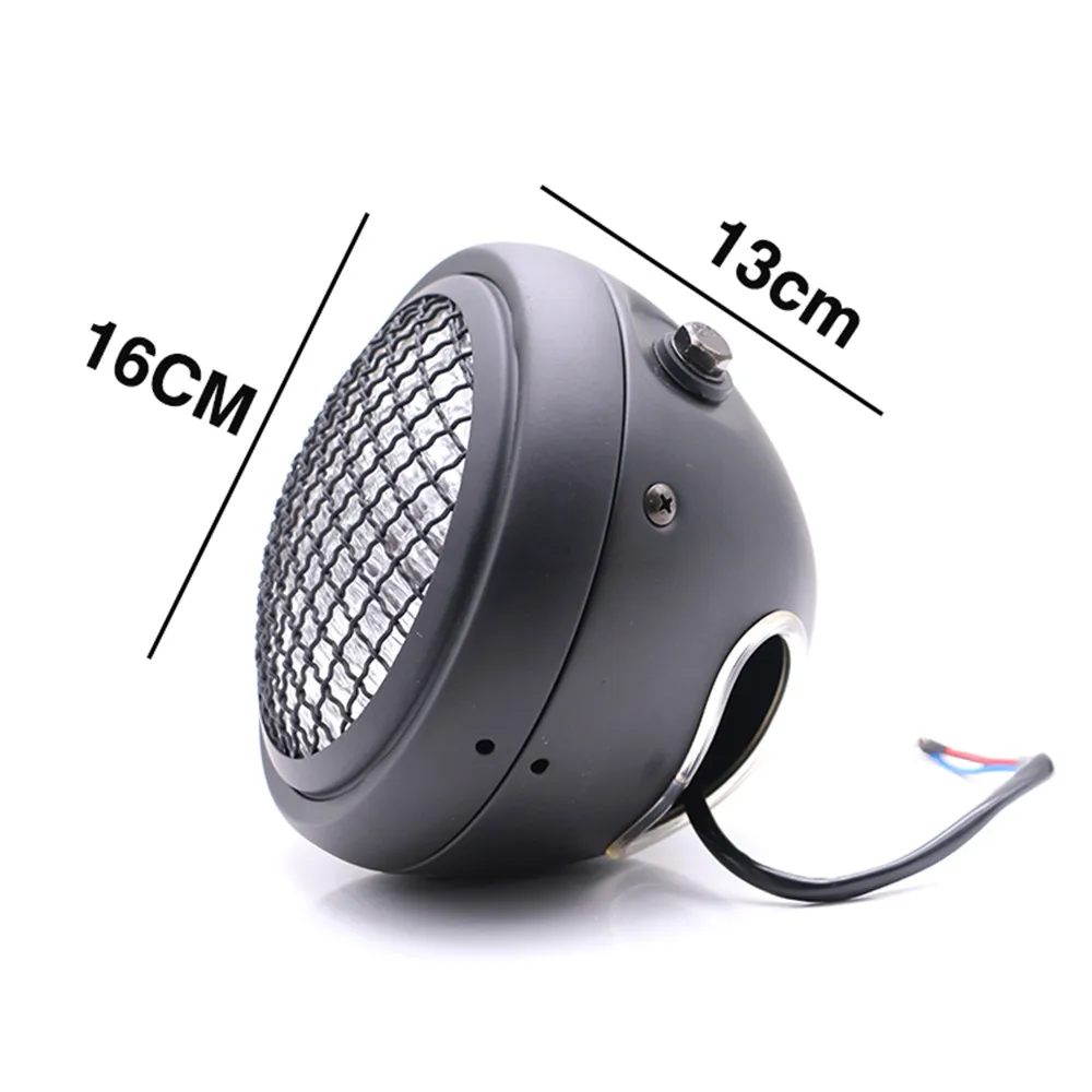 

Universal Retro Motorcycle Headlight 12V Headlamp Side Mount Head light+Grill Cover For Harley Kawasaki Honda Touring Chopper