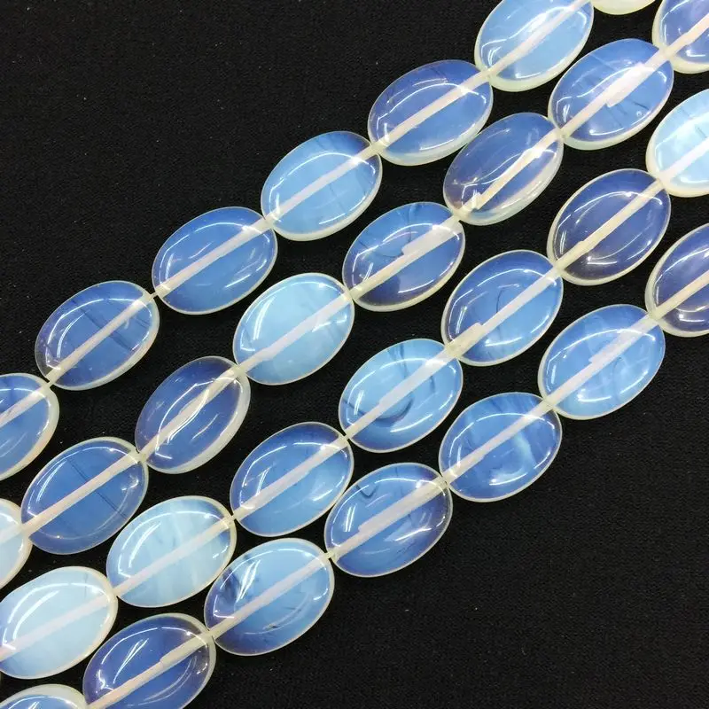 white opal Разноцветные каменные бусины, цинковый сплав, Плоская овальная форма, буфами на рукавах гладкая Форма 13x18 мм для DIY расходных материалов для изготовления ювелирных изделий из сердолика тигровый глаз говлита и т. д - Цвет: white opal