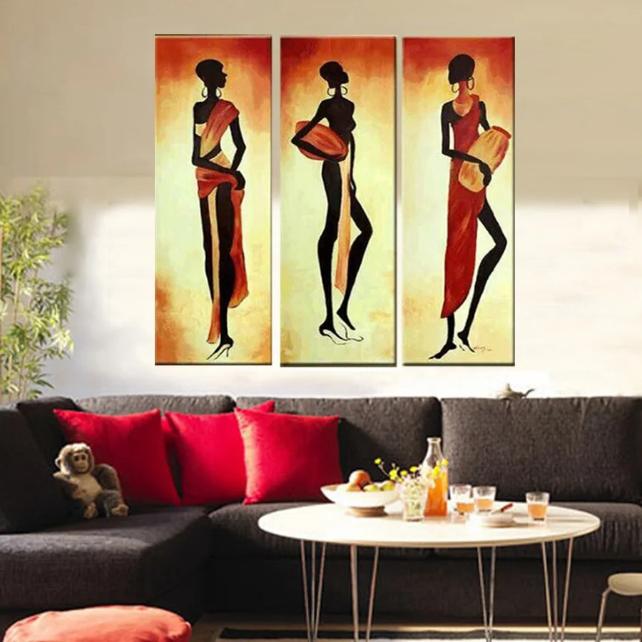 Горячая 3 шт./компл. абстрактные современные Фигурки для девочек картина маслом