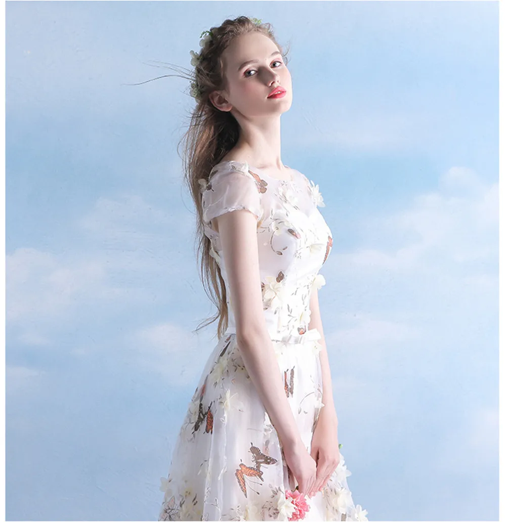 Вечерние платья с объемным цветочным принтом в виде бабочек рукав крылышко
