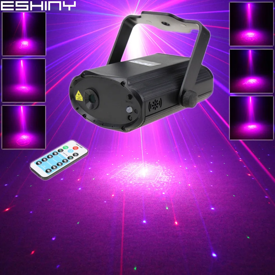 ESHINY Mini Red Blue Laser 8 Christmas Patterns Projector Dance Disco Bar Family Party DJ environment Stage Light Show T168D2