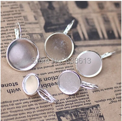 

400pcs/lot charm 18mm round Silver Plated Pad French Earing Blank studs Tray Base NICKEL Lead FREE DIY jewelry finding