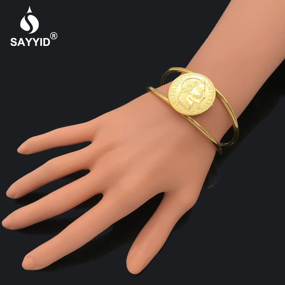SAYYID gold Bangles for women Trendy open type of France Napoleon Avatar jewelry B1705 | Украшения и аксессуары