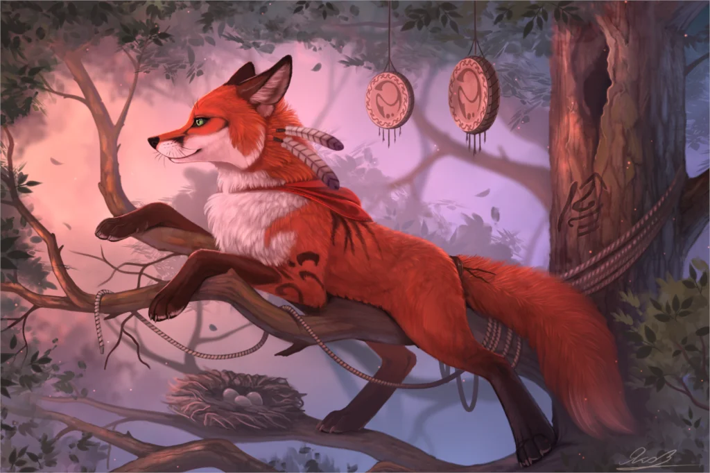 

fox fantasy artwork PDW266 custom print canvas fabric poster for wall decor room decor home decoration (frame available)