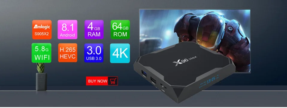 ТВ-приставка X96 MAX Android 8,1 4 Гб 64 Гб четырехъядерный процессор Amlogic S905X2 Smart tv 2,4G& 5GHz Dual Wifi Bluetooth 1000M 4K телеприставка X96max