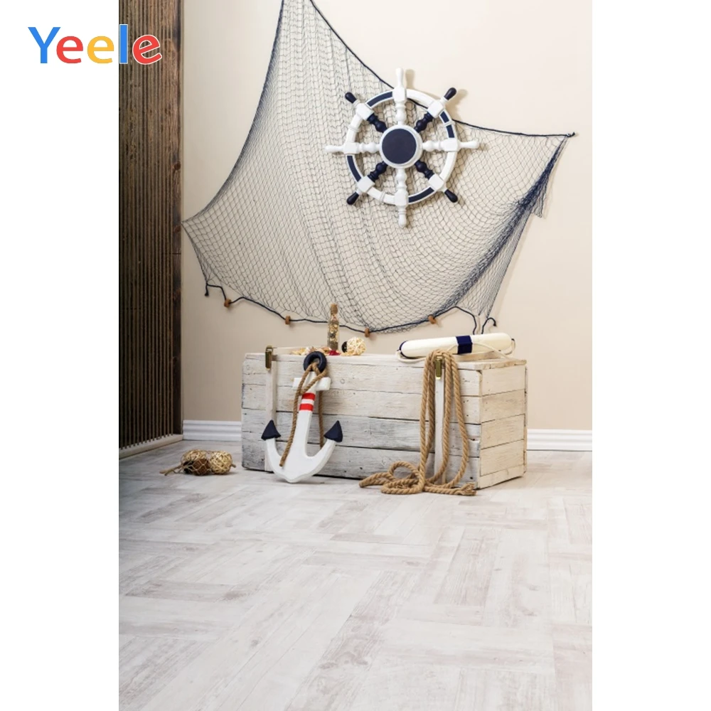 Yeele Фото фоны корабль якорь серый деревянный ящик ажурный ребенок день рождения