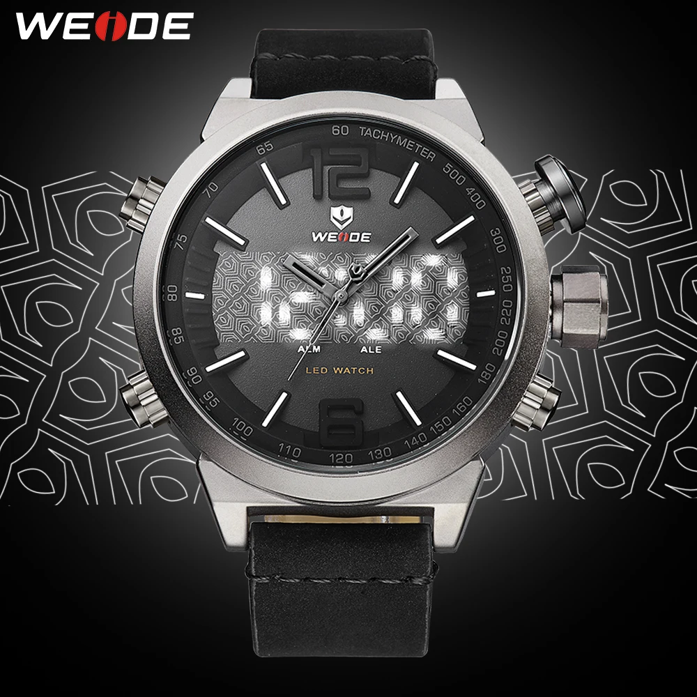 WEIDE спортивные мужские роскошные брендовые Цифровые кварцевые часы с ремешком и Т-образным кожаным ремешком, мужские военные модные наручные часы, Прямая поставка