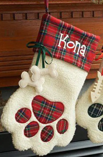 10 шт./лот Бесплатная доставка клетчатые рождественские чулки в виде собачьих лап