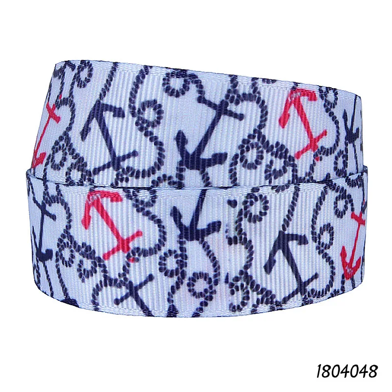 

FLRA Ribbon (50 yards/lot) Summer sailing style anchor printed grosgrain ribbon with cheap price