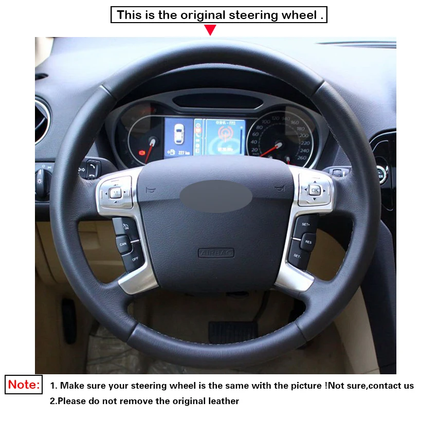 LQTENLEO черного цвета из натуральной кожи DIY автомобиль рулевое колесо Крышка для Ford Mondeo Mk4 2007-2013 S-Max 2006-2011 Galaxy 2011