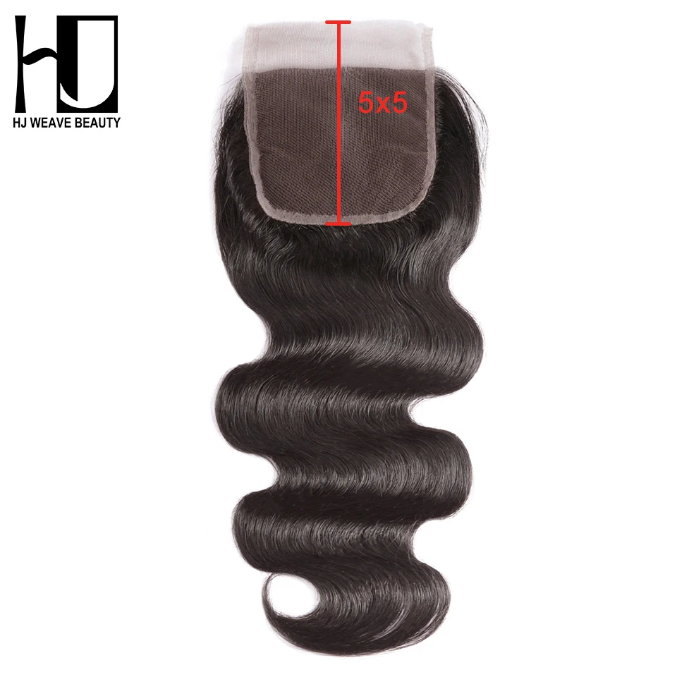 HJ Weave Beauty 5x5 кружевное закрытие бразильские волнистые человеческие волосы 8 20