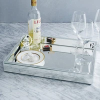 rectangle glass mirrored tray modern table makeup tray mirror wine storage serving tray wedding decor organizer d f0020