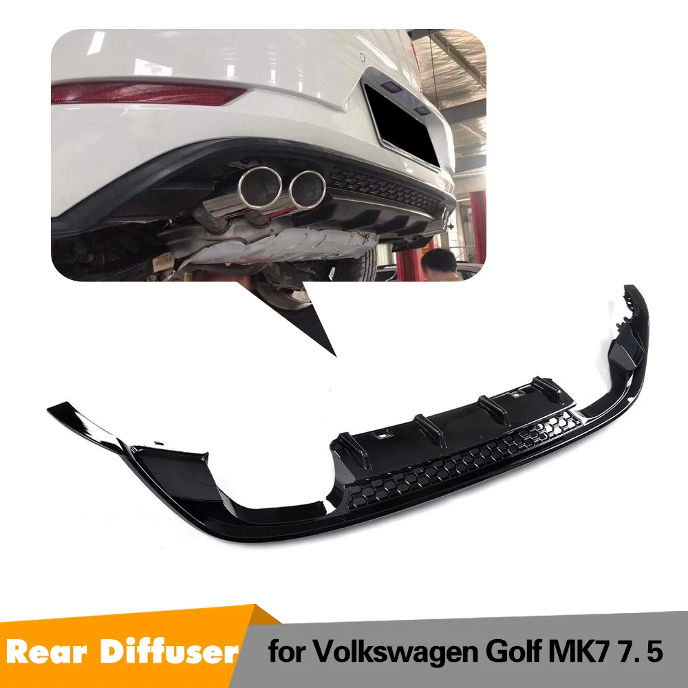 Black PP Rear bumper lip spoiler diffuser For Volkswagen VW Golf 7 7.5 MK7 standard And GTI 2017 2018 Four Outlet|Амортизаторы| |