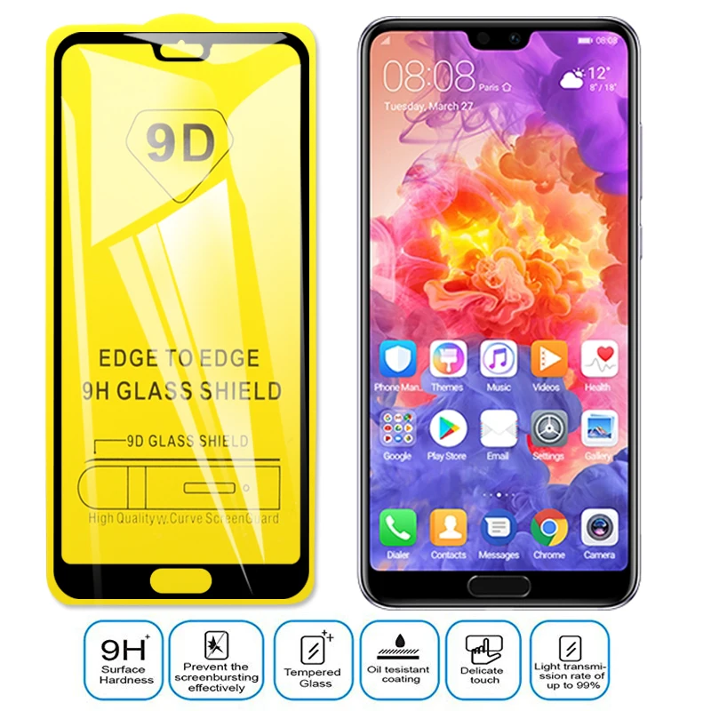 9D стекло для Huawei P20 Lite Pro защита экрана Huwai P20Lite легкая защитная пленка полное