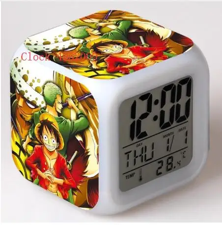 ONE PIECE Kids Toys Cartoon Alarm Clock Led digital alarm clock electronic wake up light table reveil wekker |