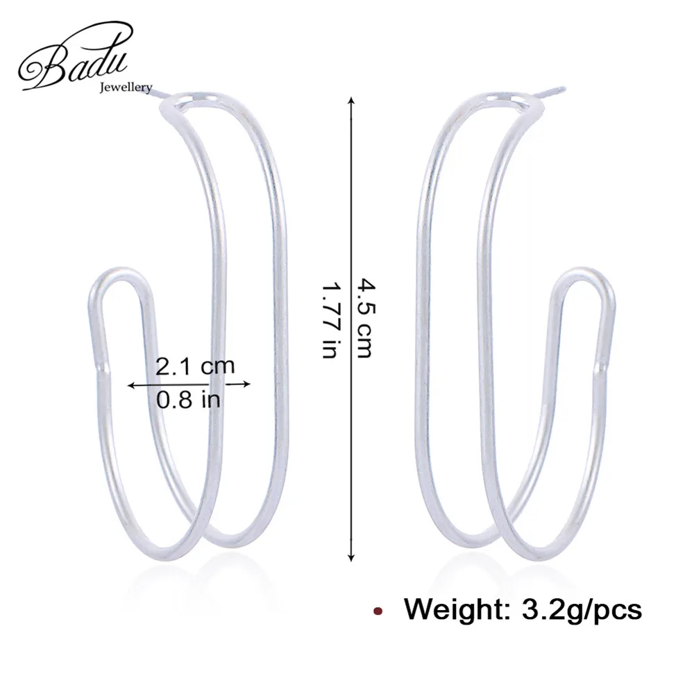 

Badu Big Stud Earrings Gold Geometric Folding Earring Studs Punk Statement Jewelry Wholesale Gift for Girls