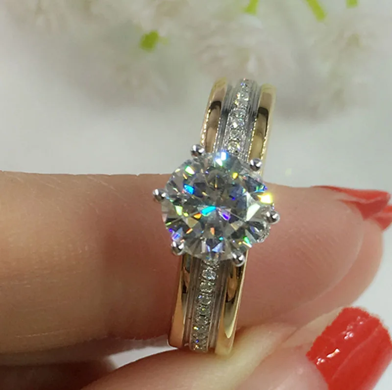 18K 750Au Золотое кольцо с муассанитом и бриллиантом, обручальное кольцо D цвета VVS с национальным сертификатом MO-H1030