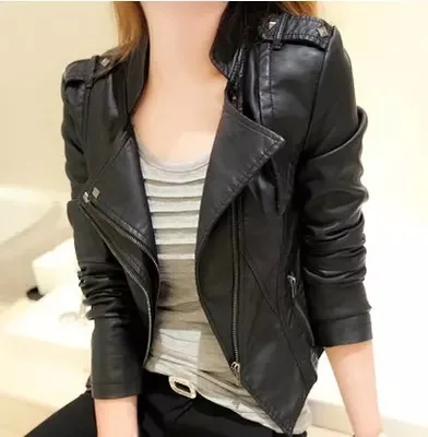 

2021 Nicesense spring plus size leather jacket jaqueta feminina women coat casacos feminino sobretudo abrigo mujer manteau femme