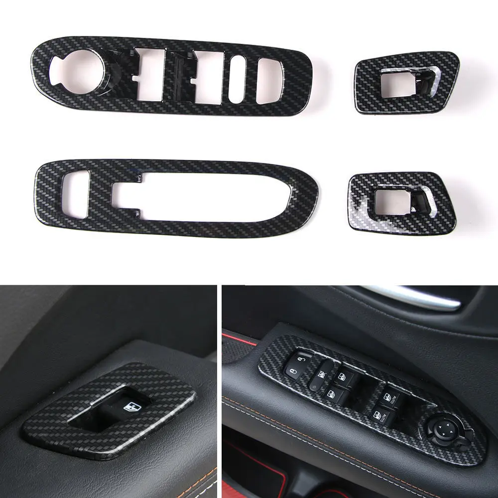 

Барбекю @ FUKA переключатель двери окна автомобиля кнопка подъема панель управления Крышка отделки наклейка углеродное волокно ABS подходит д...